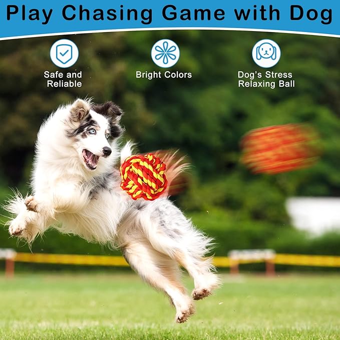 Chitidr 12 Pcs Large Dog Rope Ball for Aggressive Chewer 3.54 Inches Dog Rope Chew Toy for Medium Large Breeds Ball Dental Pack for Teething Chew Biting Training