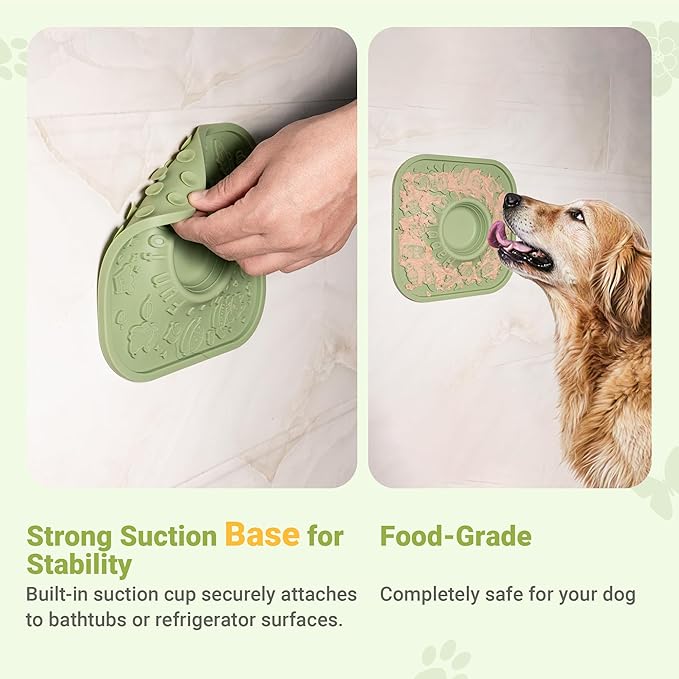 Silicone Volcano Lick Mat for Dogs with Suction - Dog Cat Lict Mat to Keep Them Busy - Puppy Lick Mat for Anxiety Relief (Green and Dusk)