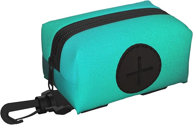 Turquoise Light Blue Pattern Dog Poop Bag Holder for Leash Dogs Waste Bags with Carabiner Clip Pet Waste Bag for Outdoor Puppy Walking and Travel