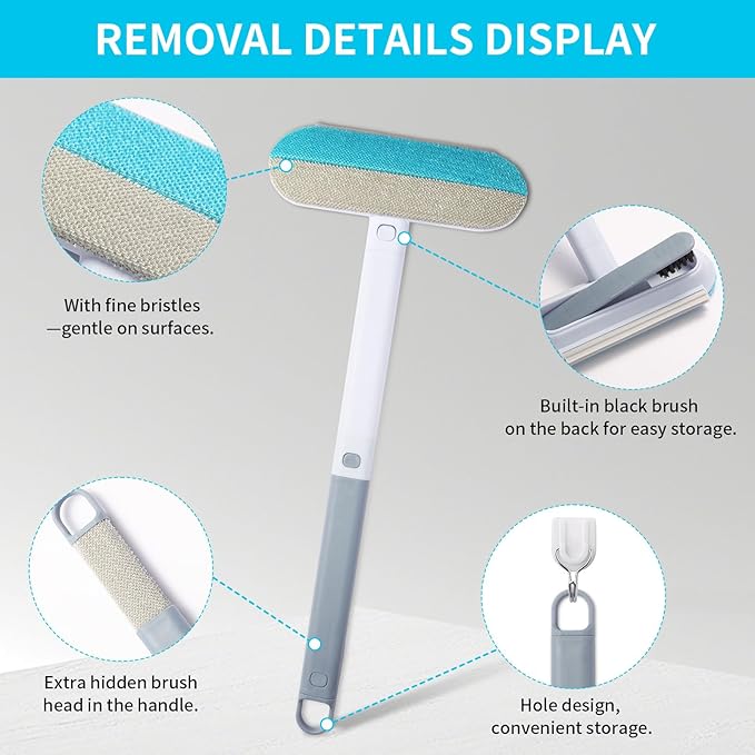 Pet Hair Remover for Furniture, Cat and Dog Hair Remover for Couch, Carpets, Clothes Reusable and Washable Lint Brush Pet Hair Removal Tool