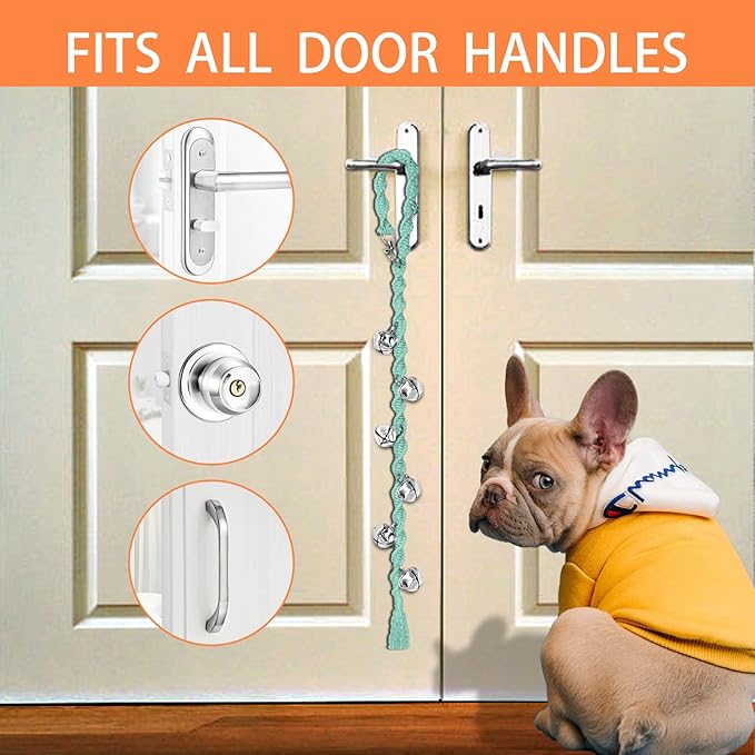 Dog Bells to Go Outside & Puppy Potty Training, Adjustable Dog Door Bell Ring to Go Potty, Handmade with Premium Yarn. Twisted Style, LightGreen
