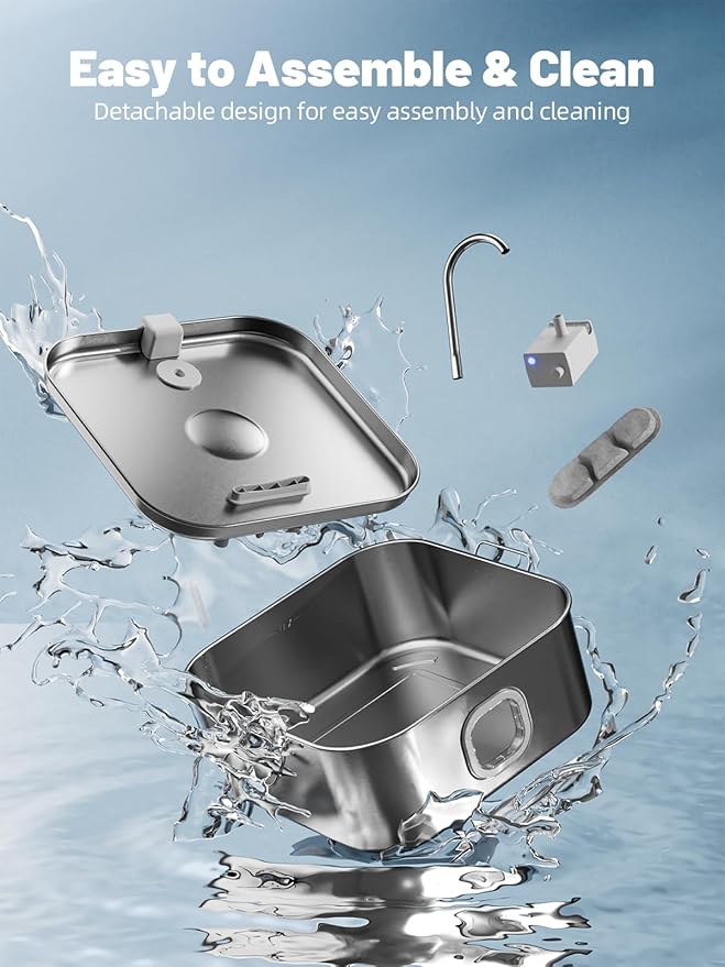 Dog Water Fountain Stainless Steel, 410oz/3.2Gal/12L Large Pet Water Fountain for Large Dog, Dog Water Bowl Dispenser with Water Level Window & LED Indicator, Super Quiet, with 6 Packs Filters