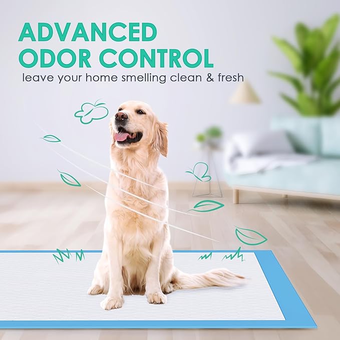 JollyMate 28"x34" Dog Pee Pads Extra Large, 30 Pack X-Large Super Absorbent Pet Pee Pads with Adhesive Tabs, 6 Layers Thick Leak-Proof Potty Pads for Dogs and Puppies