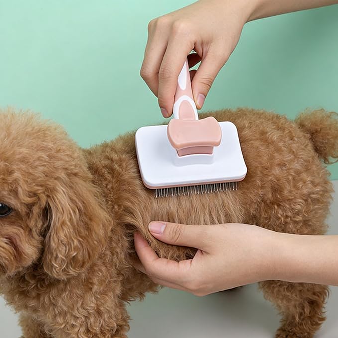 Cat Grooming Brush, Dog Slicker Brush for Dogs, Cat Brushes for Indoor Cats, Pets Skin Friendly Self Cleaning Slicker Massage Brushes for Shedding Dogs Cats,Hair Gentle Remove Loose Undercoat(Green)