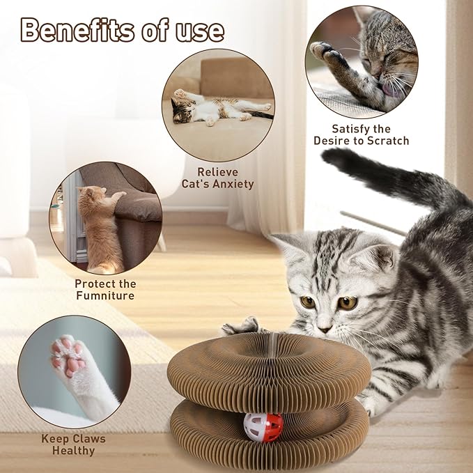 Cat Toys, Kitty 1 PC Magic Organ Cat Scratching Board, Modern Indoor Interactive Reversible Toys Scratcher Cardboard Kitten Pads