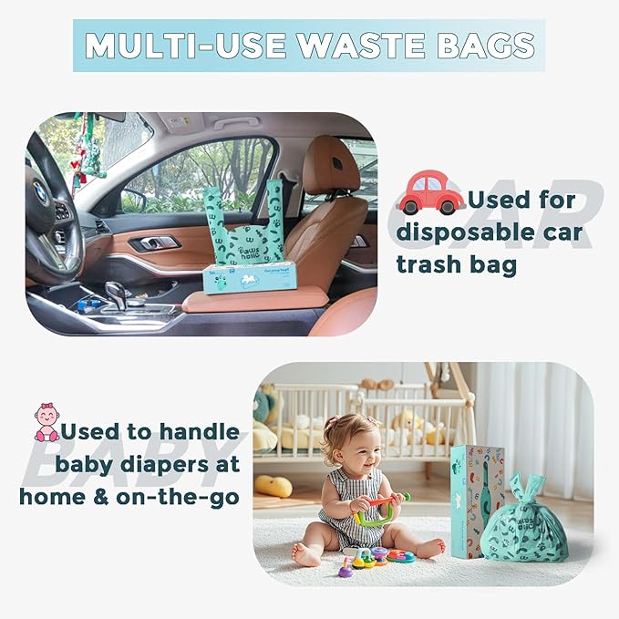 Cat Litter Disposal Bags and Dog Poop Bags with Handle,Cornstarch Based Extra Thick and Guaranteed Leak Proof Poop bags for Kitty and Doggy(360 Count 1.1 Gallon,Lavender Scent)