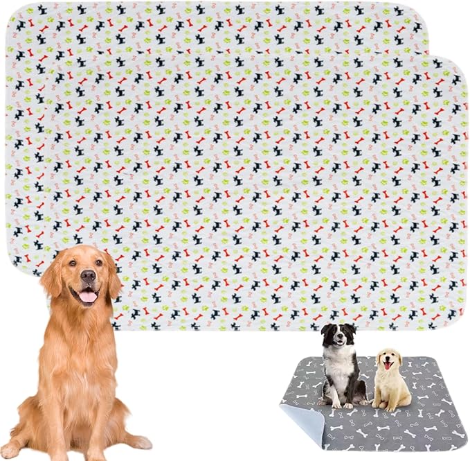 Dog Pads - Dog Pee Pad, Puppy Pads, Washable & Reusable (White - Two Pack,XL 28x40 inches)
