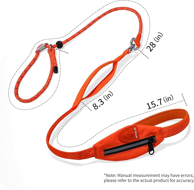 Dog Slip Lead Dog Leash, Heavy Duty No-Pull Training Leash w/Poop Bag Holder, Anti-Tangle, Multi-Handles & Reflective Thread for Small, Medium Dogs 4FT Orange