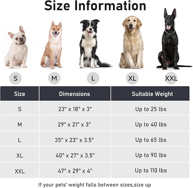 FURTIME Washable XXL Dog Bed for Extra Large Dogs, Giant Deluxe Dog Crate Beds Comfy Fluffy Kennel Pad Anti-Slip Pet Sleeping Mat, Machine Washable Dogs Pillow, 47"x29"x4", White