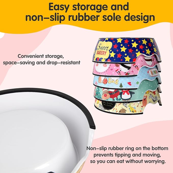 Pet Cats Dogs 2 in 1 Food Water Bowls - Non Slip Skid Proof Heavy Duty Pet Cats Dog Food Water Bowls for Feeding Drinking Small Medium Large Dogs Cats Puppies- Pink Panda-L