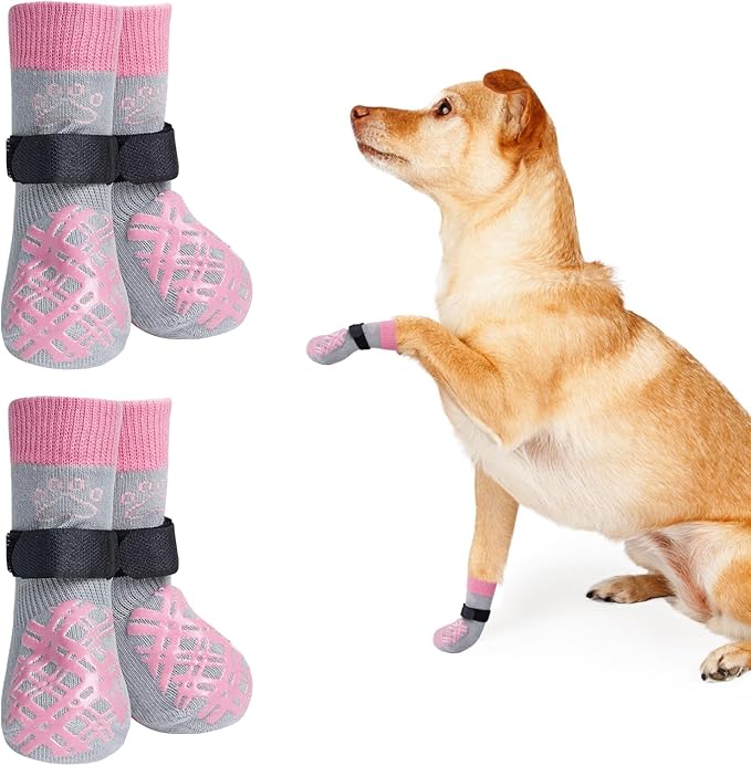 BEAUTYZOO Dog Socks & Boots - Prevent Licking Paws & Protect Feet on Hot Pavement & Hardwood Floors - Non-Slip, Traction Control - Small, Medium, Large, Senior Sizes