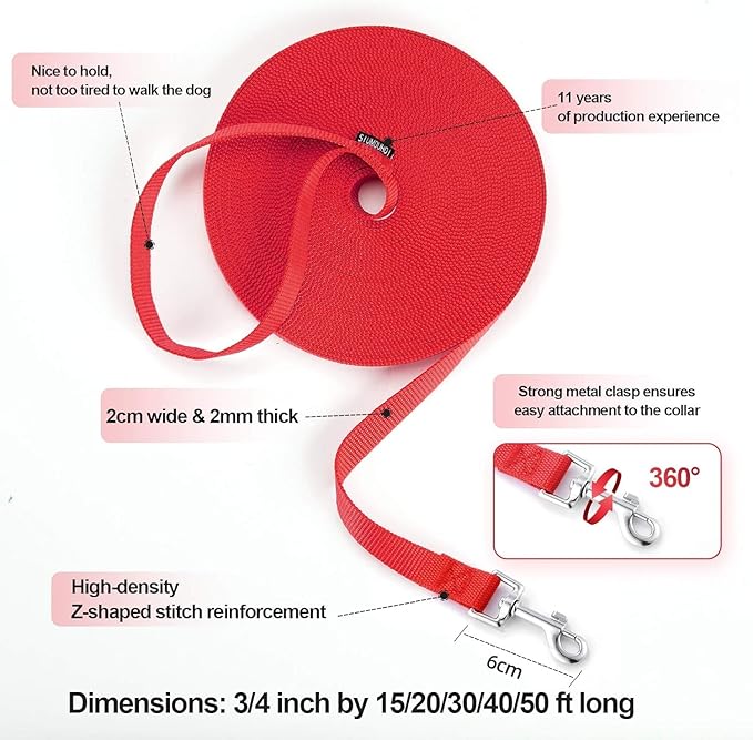 Siumouhoi Dog/Puppy Obedience Recall Training Agility Lead - 15ft 20ft 30ft 40ft 50ft Training Leash - Great for Play, Camping, or Backyard (Mint Blue, 40 Feet)