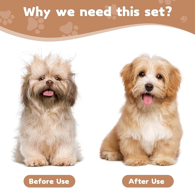 Dog Rake and Gently Removes Loose Dog Hair Brush Undercoat Mats and Tangled - Deshedding Grooming Tool for Dogs & Cats - Self Cleaning Slicker Brush - All Hair Types