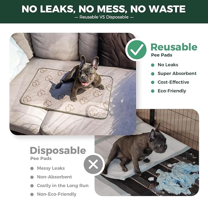 FXW Washable Pee Pads for Dogs, Leak-Proof & Non-Slip, Specifically Designed for Whelping Box, 32" Round, Khaki, 2 Packs