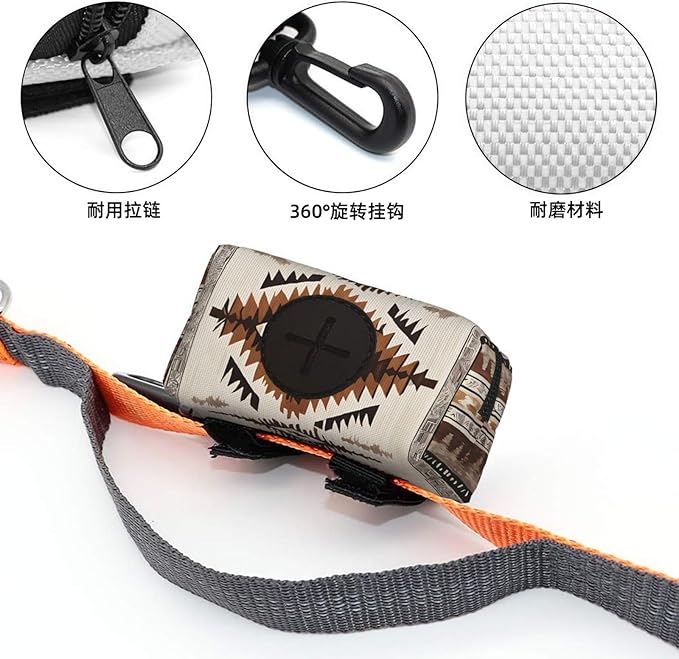 Dog Poop Bag Holder For Leash, Pet Waste Bags Dispenser, Native, Compact Lightweight Poop Bags Carrier For Walking, Hiking, Outdoor, Waterproof Pet Garbage Bags Storage Bag For Doggie