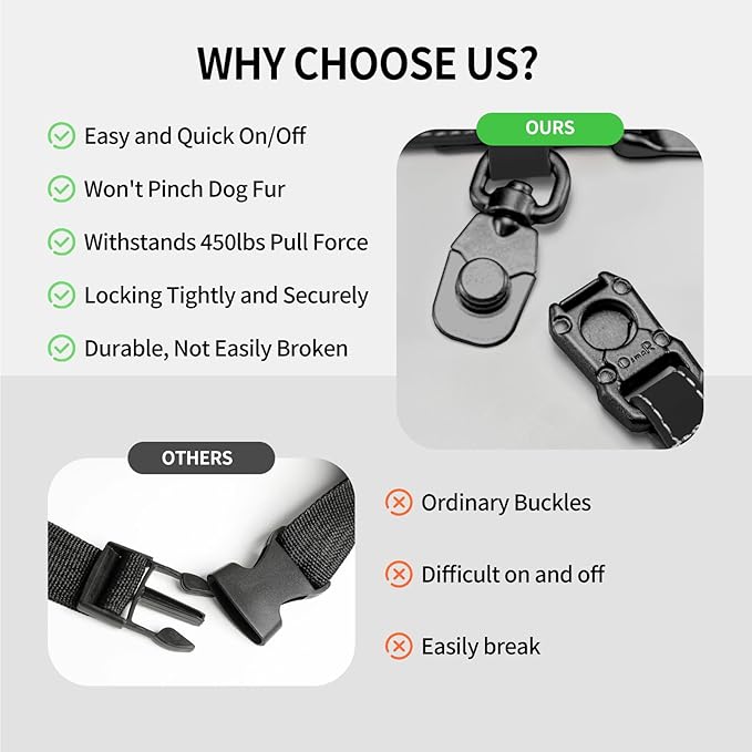 Magnetic Quick-Release Buckle Dog Collar and Leash Set, Easy On & Off Faux Leather Adjustable Puppy Collar for Small, Medium, Large Girl Boy Dogs, for Daily Walks, Travel & Outdoor, Black,L