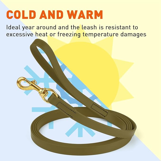Viper Biothane K9 Working Dog Leash Waterproof Lead for Tracking Training Schutzhund Odor-Proof Long Line with Solid Brass Snap for Puppy Medium and Large Dogs, 33ft Olive Drab Green