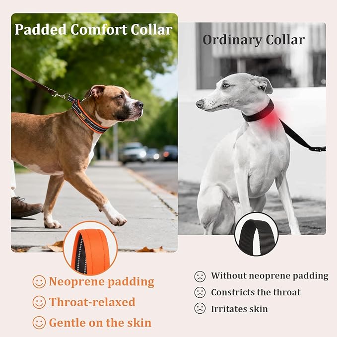 Mayerzon 1.5" Wide Martingale Collar for Large Medium Small Dogs Pitbull German Shepherd, No Pull Reflective Slip & Martingale Dog Collar with Buckle Soft Padded for Walking Training(Orange, XL)