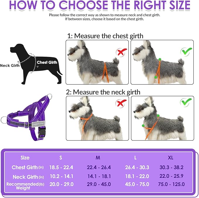 SlowTon No Pull Dog Harness - Heavy Duty Dog Harness and Leash Set for Medium Large Dogs, Reflective Tactical Harness with Soft Padded and Front Clip for Easy Walk and Training (PU, L)