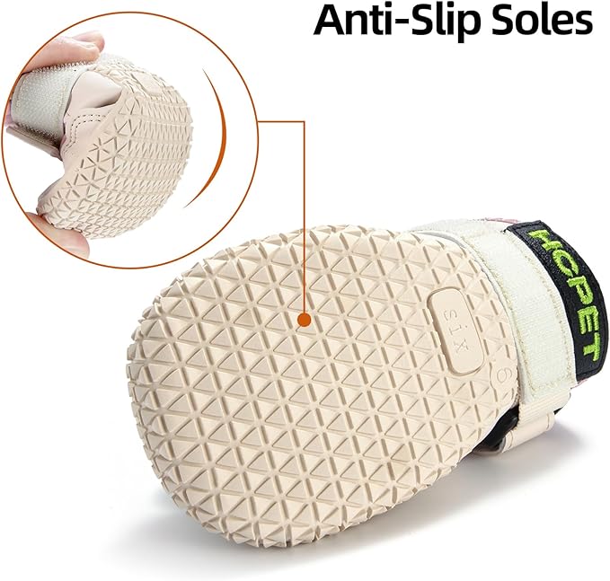 Hcpet Dog Boots for Large Dogs, Dog Shoes for Hot Pavement Winter Snow, Paw Protector Dog Booties Designed for Comfort and Breathability, Outdoor Booties for Small Medium Dogs for Hiking Pink Size 5