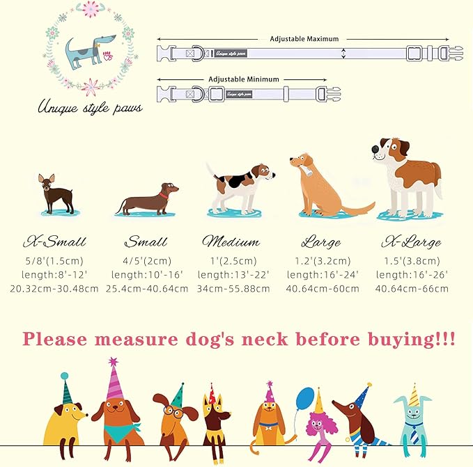 Unique style paws Cotton Dog Collar with Bow Autumn Puppy Collar with Hazelnut Maple for Small Medium Large Boys Girls Dogs