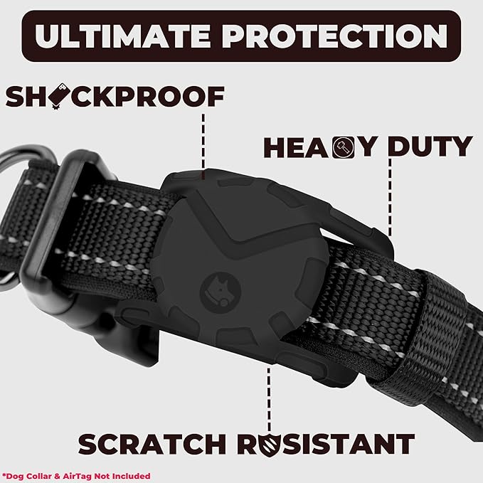 Ultra Thick Dog Collar Holder for | Military-Grade Air Tag Case Fits Collar from 0.8" to 2" | Apple Air Tag Holders for Large Dogs and Cats