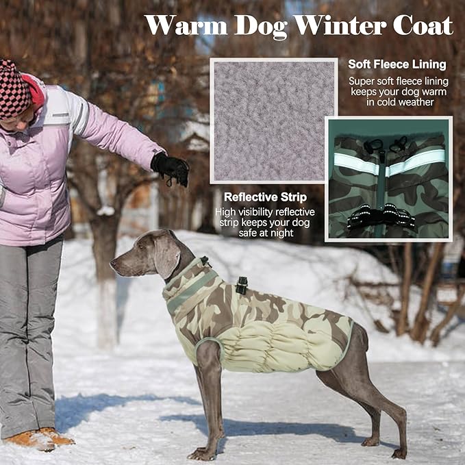 Lelepet Warm Dog Winter Coat Dog Coats for Extra Large Dogs Waterproof Dogs Jacket with Harness Built in Reflective Cold Weather Coats Windproof Zip-Up Winter Fleece Vest Snowsuit Great Dane 3XL