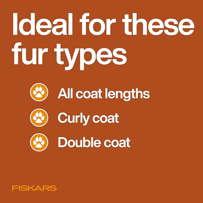 Fiskars Pet Slicker Brush, Cat and Dog Brush for Shedding, Fine Bristles & SoftGrip Handle for Gentle Grooming and Deshedding, Cat and Dog Supplies, 6.5”, Orange/Black