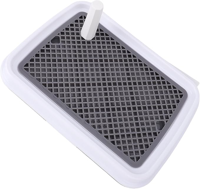 Pee Pad Holder for Dog,with Grate Odor Proof Easy to Clean Plastic Pee Pad Pet Potty Tray for Small Dogs (Grey)