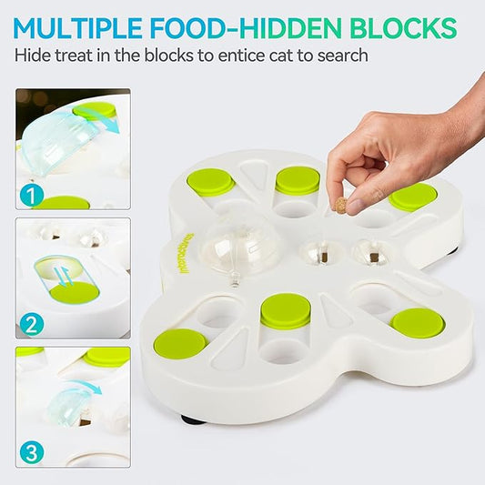 ALL FOR PAWS Interactive Cat Puzzle Feeder – Butterfly Shape Slow Feeder & Treat Dispenser – Enrichment Toy for Kittens & Indoor Cats