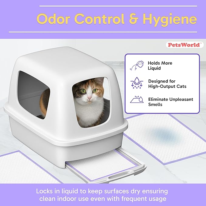 PetsWorld Universal Fit Cat Pad Refills for Litter Box, Unscented, Odor Control, Pack of 100