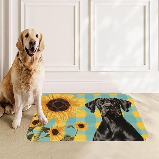 Great Dane Food Mat for Floors Waterproof,Quick Dry Anti-Slip Dog Bowl Mats for Food and Water,Pet Feeding Mats,Pet Placemat for Messy Drinkers to Protect Floors,Pets Supplies 17.72×11.81in