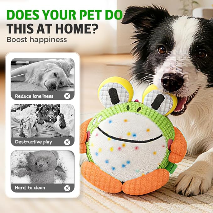 Coloday Active Moving Pet Plush Toy, 2026 New Moving Interactive Squeaky Dog Toy Small Dog Toys, Upgrade Rechargeable Squeaky Dog Ball Toy Washable Cartoon Pig Plush Toy (Blue)