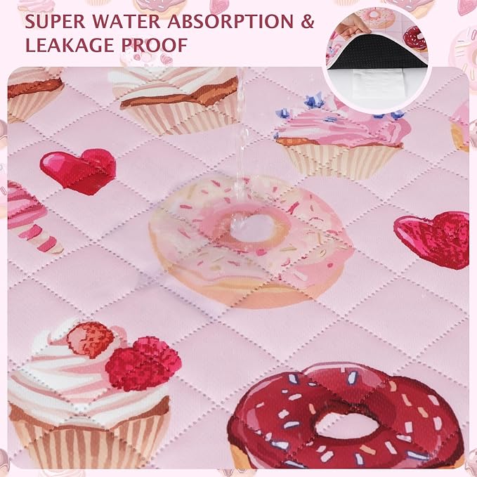 IEUUMLER Washable Pee Pads for Dogs, 2 Pack Cake Pattern Reusable Waterproof Puppy Potty Pads, Non-Slip Absorbent Pet Training Pads for Playpen Crate Bed EU015 Pink Cake, 36x31