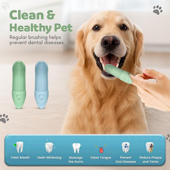 1-Pack Dog Finger Toothbrush for Dogs and Cats, Soft Silicone Finger Tooth Brushing for Dogs, Puppy Dental Care, Finger Dog Toothbrush for Small and Large Breeds
