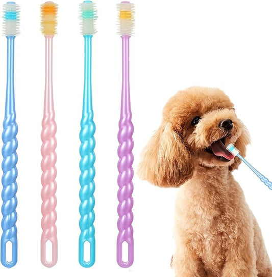 4Pcs Cat Toothbrush 360, 360 Toothbrush Cat Soft Bristle Multi-Color, 360 Pet Toothbrush Round Design for Small Dogs Cats Dental Care