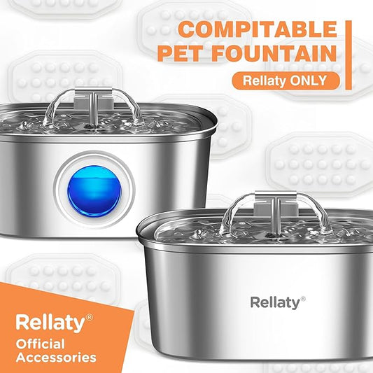 Rellaty Official Cat Fountain Filters Replacement： Pre-Filter Sponges for 3.2L/108oz Automatic Pet Water Fountain - Includes 12 Sponge Filters & 12 Carbon Filters