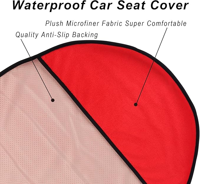 LoyaGour Car Seat Cover Protector Front Seats,for Gym Workout,Running,Swimming,Beach and Hiking,Waterproof Sweat Towel Bucket Seat Covers for Cars SUV Trucks (Red, 1Pcs)