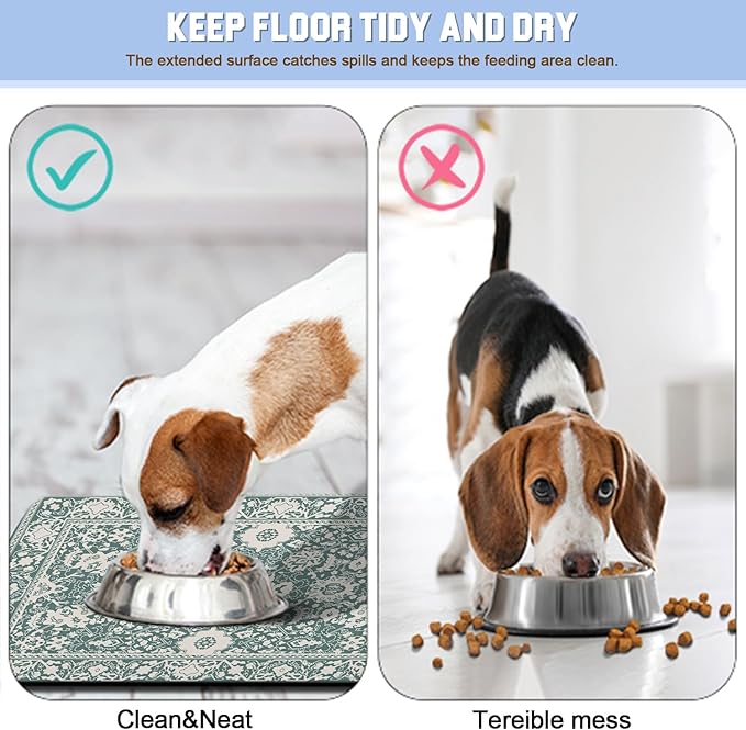 Dog Food Mat for Floors Waterproof Quick Dry Pet Placemat Cat Feeding Bowls Mats for Food and Water, Eco-Friendly Dog Accessories Diatomite Pets Supplies 12" X 20"