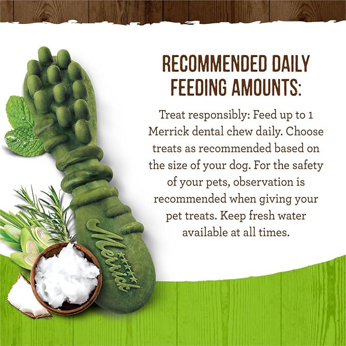 Merrick Fresh Kisses Natural Dental Chews Infused With Coconut And Botanical Oils For Large Dogs Over 50 Lbs - 22 ct. Box