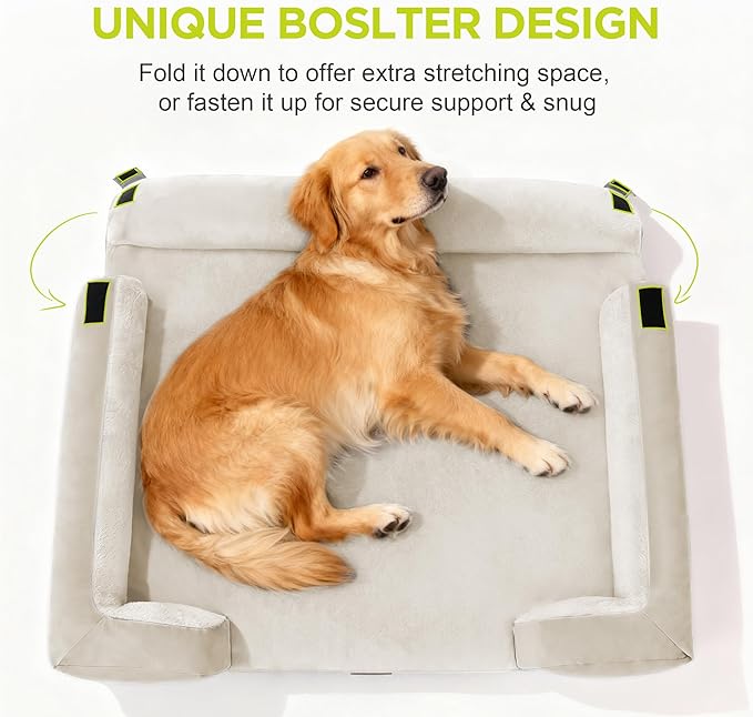 Orthopedic Dog Beds for Large Medium Dogs, Big Waterproof Memory Foam Pet Couch Bed with Removable Washable Cover, Tennis Ball Toy, 36x27
