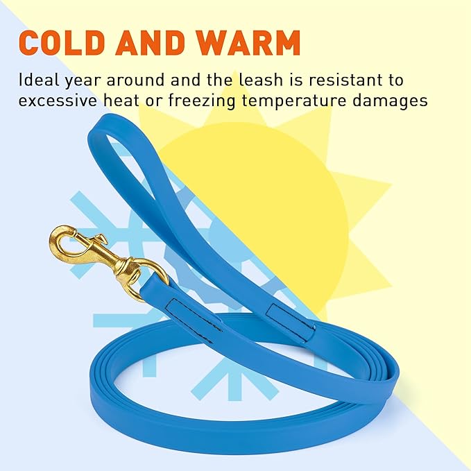 Viper Biothane K9 Working Dog Leash Waterproof Lead for Tracking Training Schutzhund Odor-Proof Long Line with Solid Brass Snap for Puppy Medium and Large Dogs, 20ft Cerulean Blue