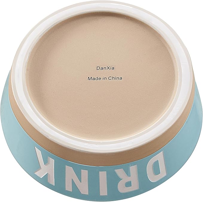 7.2" Non-Slip Ceramic Dog Bowl, 37 Oz Heavy-Duty Dog Food/Water Dish, Pet Feeding Bowl for Small and Medium Dogs, Food Grade Porcelain Pet Feeder Bowl, Microwave and Dishwasher Safe, Lake Blue