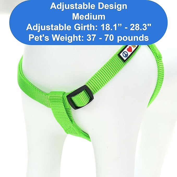 Pawtitas Personalized Dog & Puppy Harness Medium Green Custom ID Tag Adjustable No Pull Vest