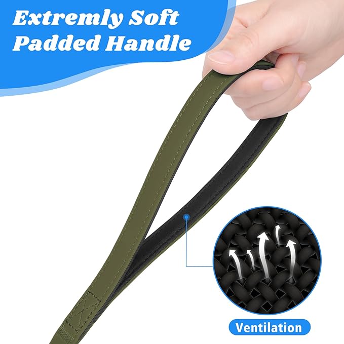 XiaZ Waterproof Long Dog Leash 20 Feet, Training Long Line Lead for Large Medium Small Dogs Outside Walking, Playing, Camping, or Yard (20FT, Olive)