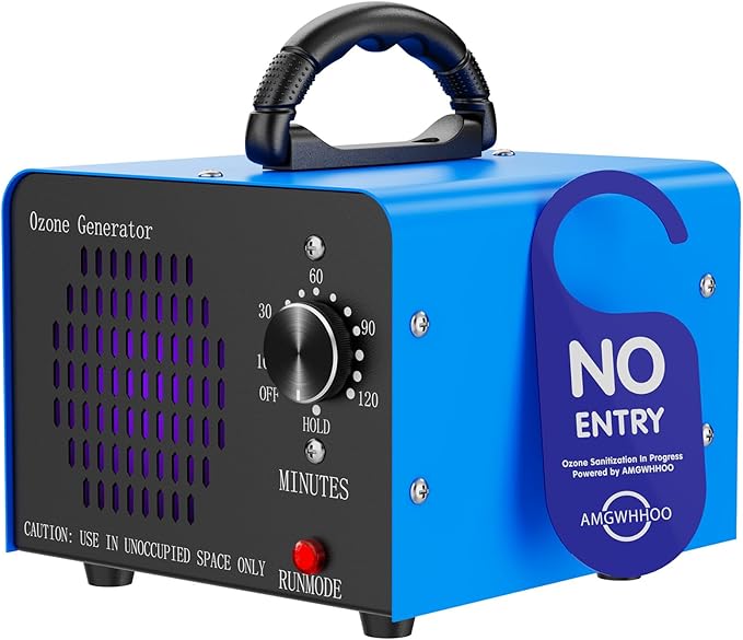 Amgwhhoo Ozone Generator Machine160,000mg/h, High Capacity Ozone Odor Eliminator Removal Air Purifier for Home Car Pet & Basement Odor, Suitable for Spaces up to 7,000 Square Feet, Blue