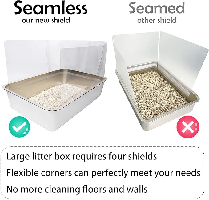 YOILES 3PCS Cat Litter Box Pee Shields,Transparent Easy Clean Splash Guard for Open Top Litter Pan 14.5×11.5in- Litter Box Not Included (3)
