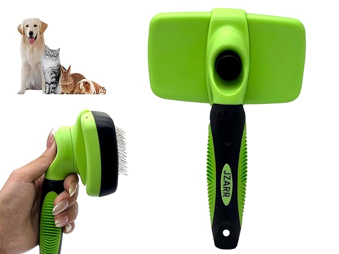 Self Cleaning Slicker Brush for Dogs & Cats – Dog Brush for Shedding, Deshedding Dog Brush, Dog Hair Brush for Long Haired Dogs