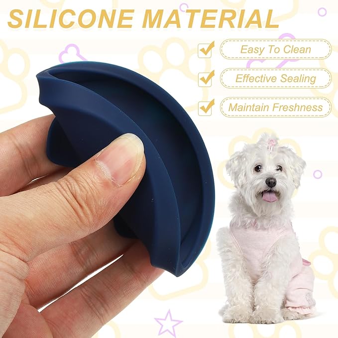 PETAXCELL Cat Food Can Covers Lids, Dog Food Can Lids with Cute Pet Ears Shaped Silicone Toppers 2.5 Inch, (Navy Blue, 2Pcs), Intended for Dog/Cat/Pet Food Cans