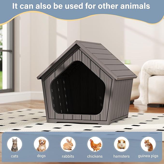 Outdoor Cat House Weatherproof, Clawsable Cat Houses for Outdoor Indoor Cats, Feral Outside Cats House Weatherproof, Resin Insulated Material, Air Holes Easy to Clean and Install, Coffee